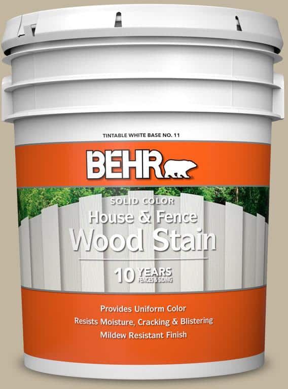 BEHR 5 gal. #HDC-NT-09 Basic Khaki Solid Color House and Fence Exterior Wood Stain