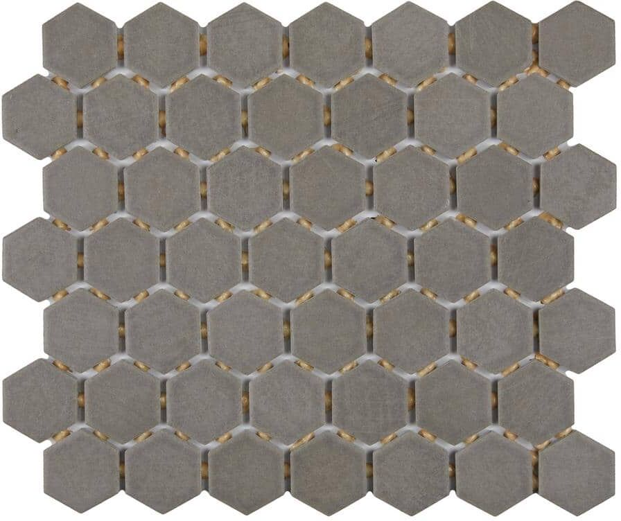 Marazzi Moroccan Concrete Gray 10 in. x 11 in. Glazed Ceramic Hexagon Mosaic Tile (9.72 sq. ft./Case)