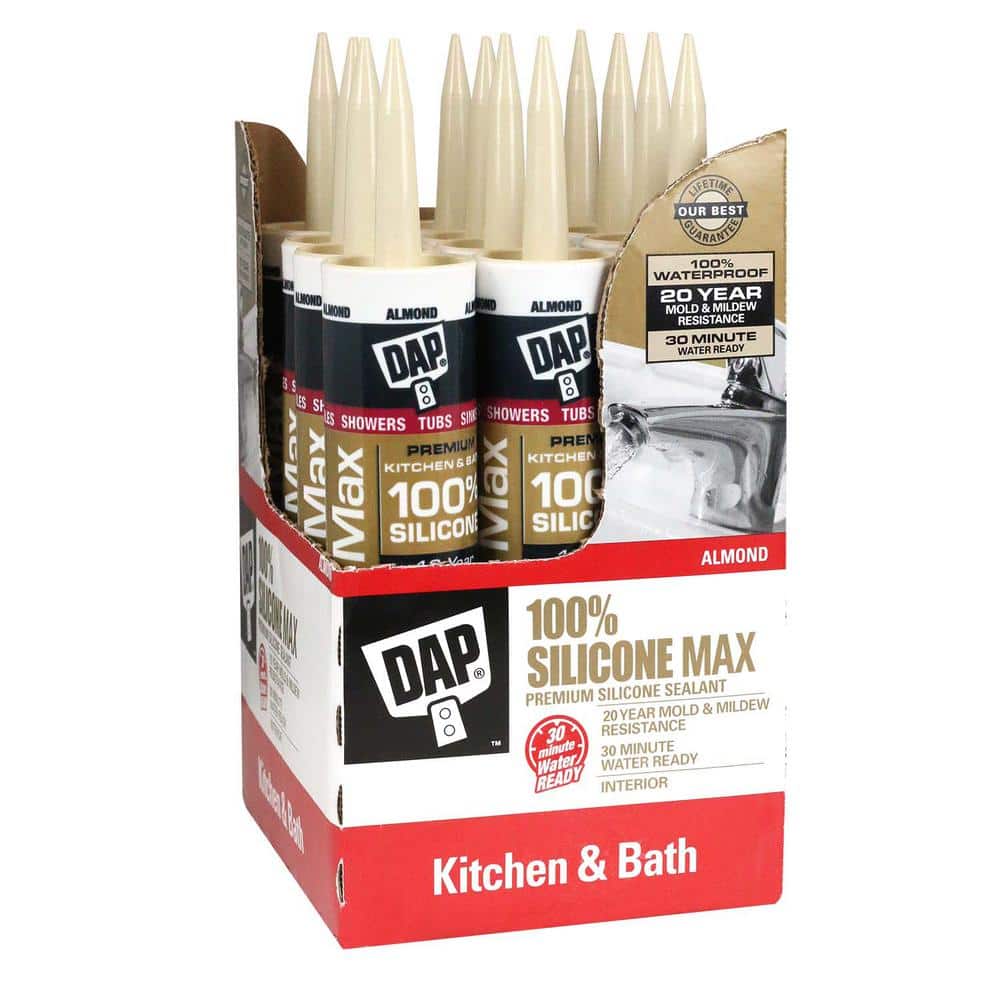 DAP Silicone Max 10.1 oz. Almond Premium Kitchen and Bath Silicone Sealant (12-Pack)