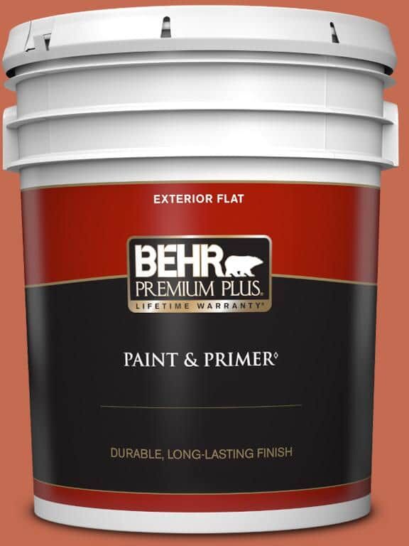 BEHR PREMIUM PLUS 5 gal. #T16-14 Raw Copper Flat Exterior Paint & Primer