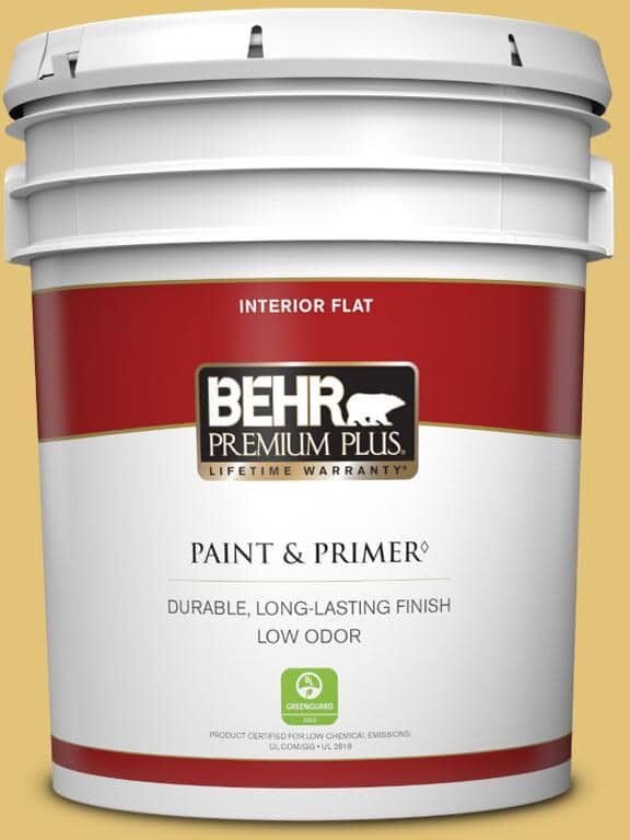 BEHR PREMIUM PLUS 5 gal. #370D-5 Summer Field Flat Low Odor Interior Paint & Primer