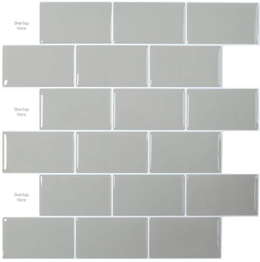 Yipscazo 10 in. x 11.8 in. Pure Gray Thin Vinyl Peel and Stick Backsplash Tiles for Kitchen (20-Pack/16.39 sq. ft.)