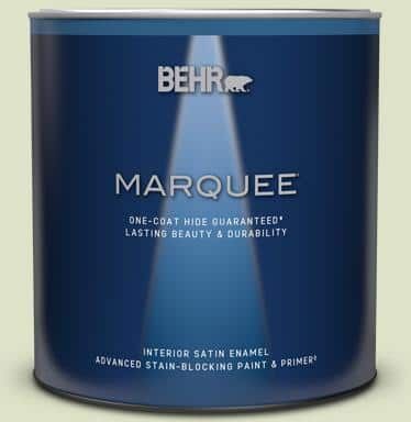 BEHR MARQUEE 1 qt. #M350-2 Aloe Nectar Satin Enamel Interior Paint & Primer