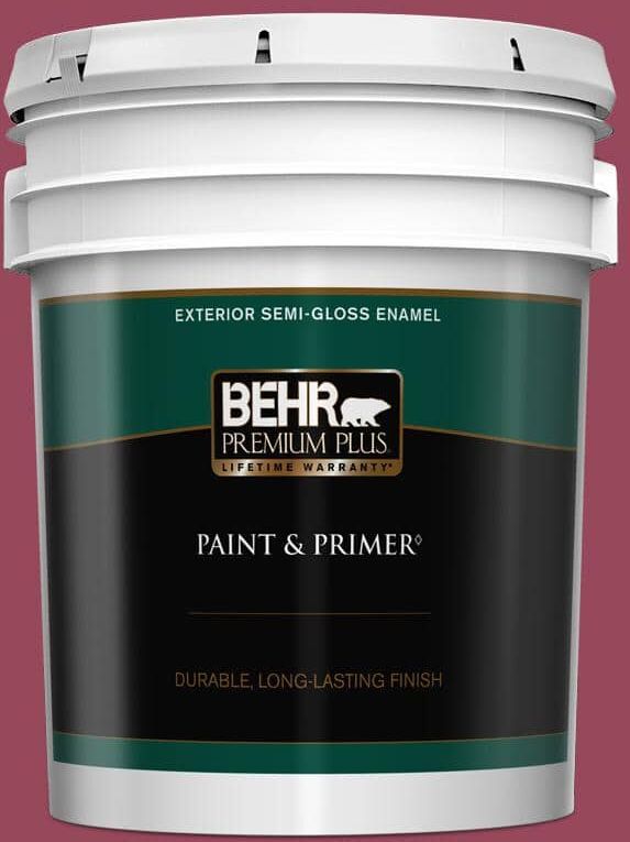 BEHR PREMIUM PLUS 5 gal. #PPU1-16 Haitian Flower Semi-Gloss Enamel Exterior Paint & Primer