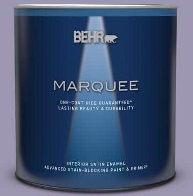 BEHR MARQUEE 1 qt. #S570-4 Night Music One-Coat Hide Satin Enamel Interior Paint & Primer