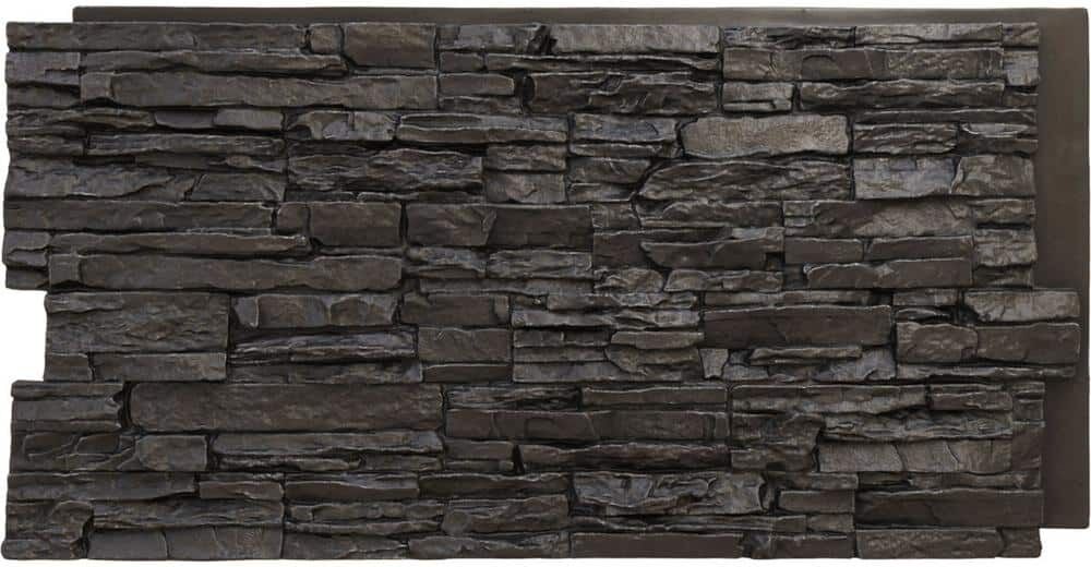 Ekena Millwork Canyon Ridge 45-3/4 in. x 1-1/4 in. Composite River Moss Stacked Stone, StoneWall Faux Stone Siding Panel