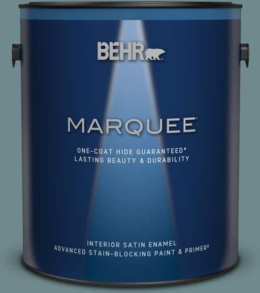 BEHR MARQUEE 1 gal. #PPU13-06 Polaris Blue Satin Enamel Interior Paint & Primer