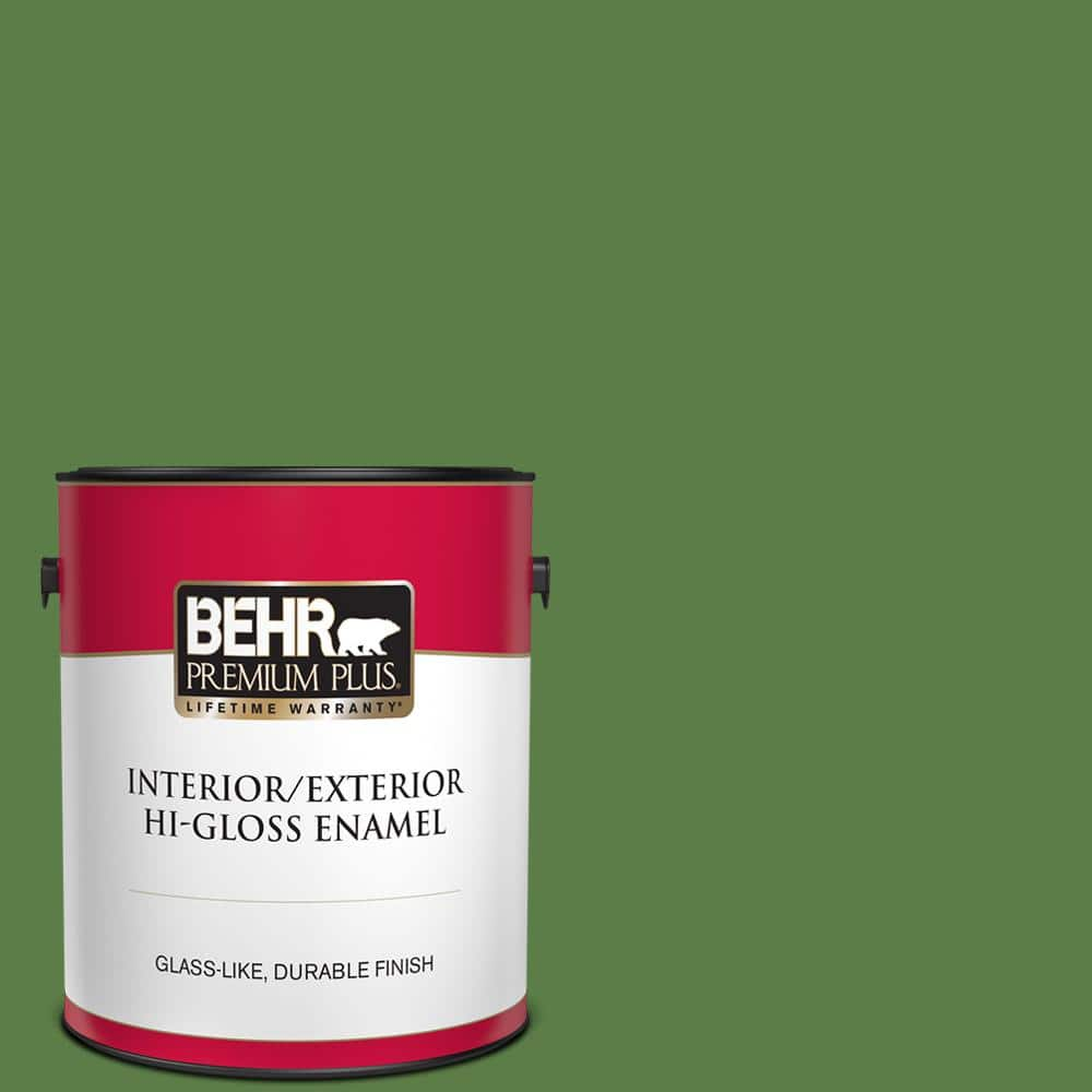 BEHR PREMIUM PLUS 1 gal. #440D-6 Grassy Field Hi-Gloss Enamel Interior/Exterior Paint