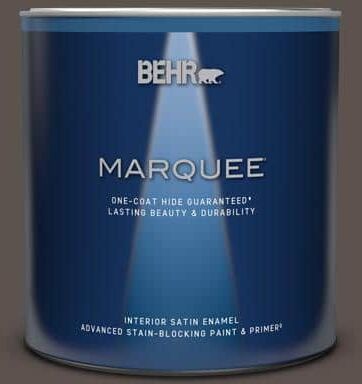 BEHR MARQUEE 1 qt. #MQ2-54 Gardeners Soil One-Coat Hide Satin Enamel Interior Paint & Primer