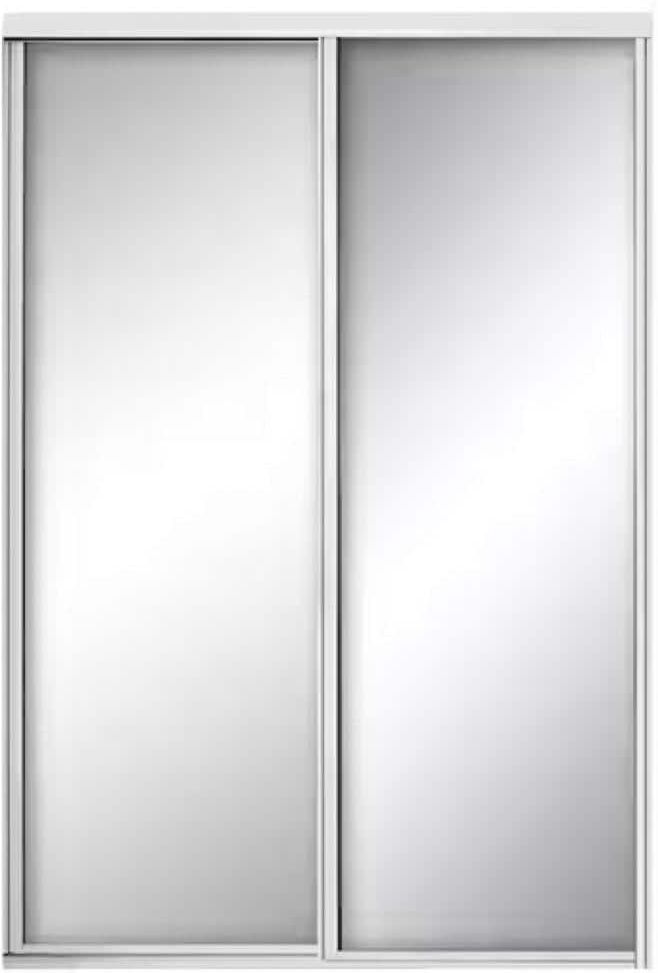 Contractors Wardrobe 48 in. x 81 in. Crestview White Aluminum Frame Mirrored Interior Sliding Closet Door with Soft Close