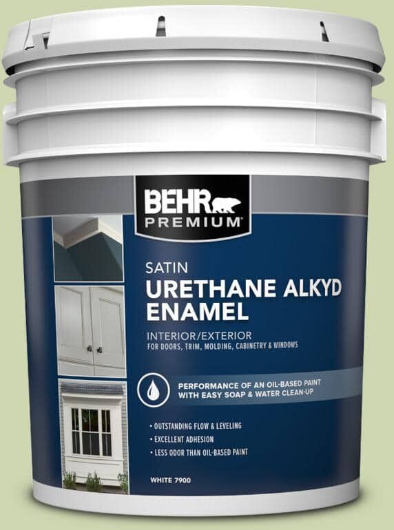 BEHR PREMIUM 5 gal. #M360-3 Avocado Whip Urethane Alkyd Satin Enamel Interior/Exterior Paint