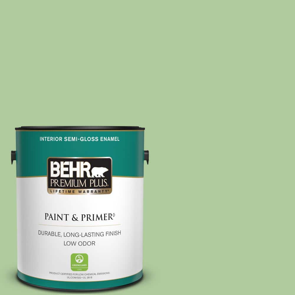 BEHR PREMIUM PLUS 1 gal. #440D-4 Desert Cactus Semi-Gloss Enamel Low Odor Interior Paint & Primer