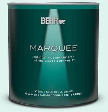 BEHR MARQUEE 1 qt. #500A-1 Glacier Bay Semi-Gloss Enamel Interior Paint & Primer