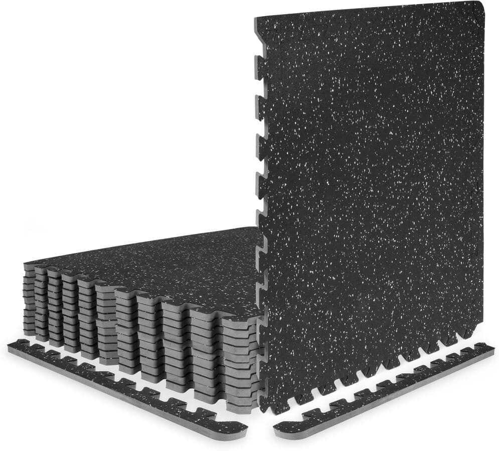 PROSOURCEFIT Rubber Top Exercise Puzzle Mat Grey 24 in. x 24 in. x 0.5 in. EVA Foam Interlocking Tiles (12-Pack (48 sq. ft.)