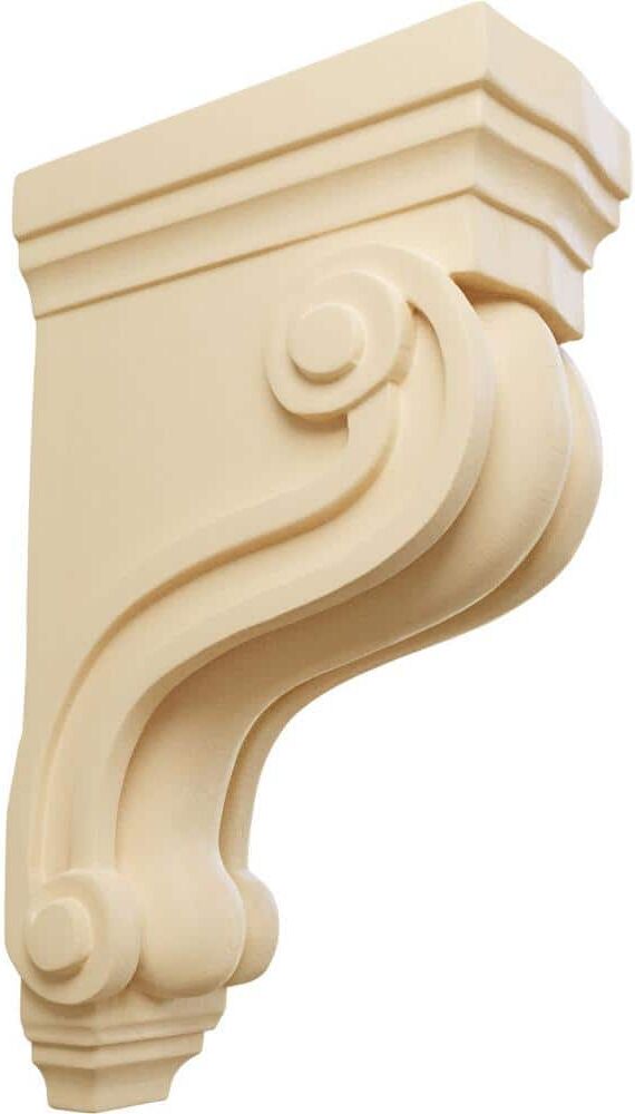 Ekena Millwork 3-3/8 in. x 6-1/2 in. x 10-1/2 in. Maple Boston Traditional Scroll Corbel