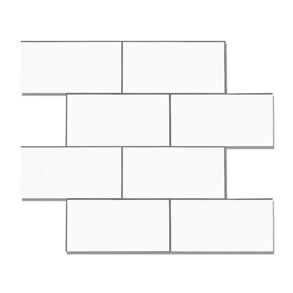 Yipscazo 12 in. x 12 in. PVC Pure White Peel and Stick Backsplash Subway Tiles for Kitchen (20-Sheets/20 sq. ft.)