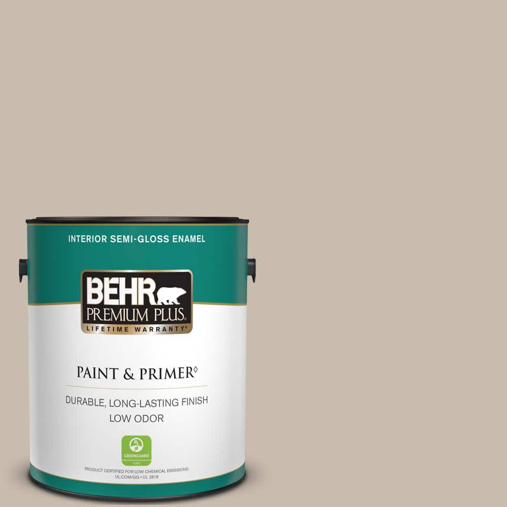 BEHR PREMIUM PLUS 1 gal. #ECC-44-1 Barley Field Semi-Gloss Enamel Low Odor Interior Paint & Primer