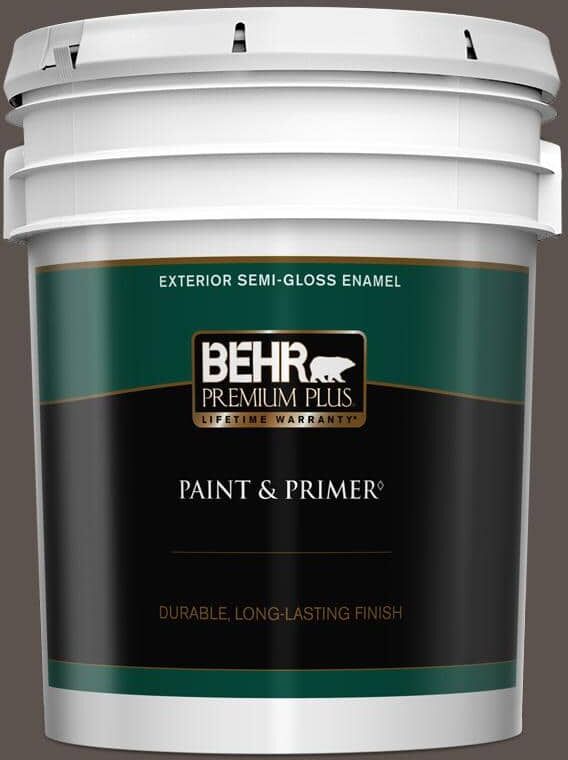 BEHR PREMIUM PLUS 5 gal. #MQ2-54 Gardeners Soil Semi-Gloss Enamel Exterior Paint & Primer