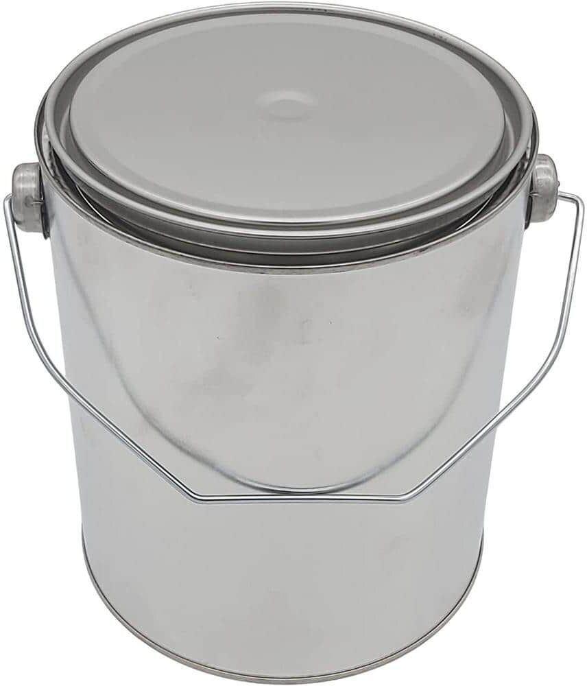 Dyiom 1 Gallon Silver Paint Bucket, Paint Can with Lid and Handle(Pack of 4)