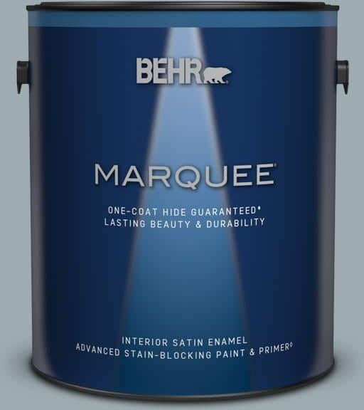 BEHR MARQUEE 1 gal. #ECC-30-1 Pelican Bay Satin Enamel Interior Paint & Primer