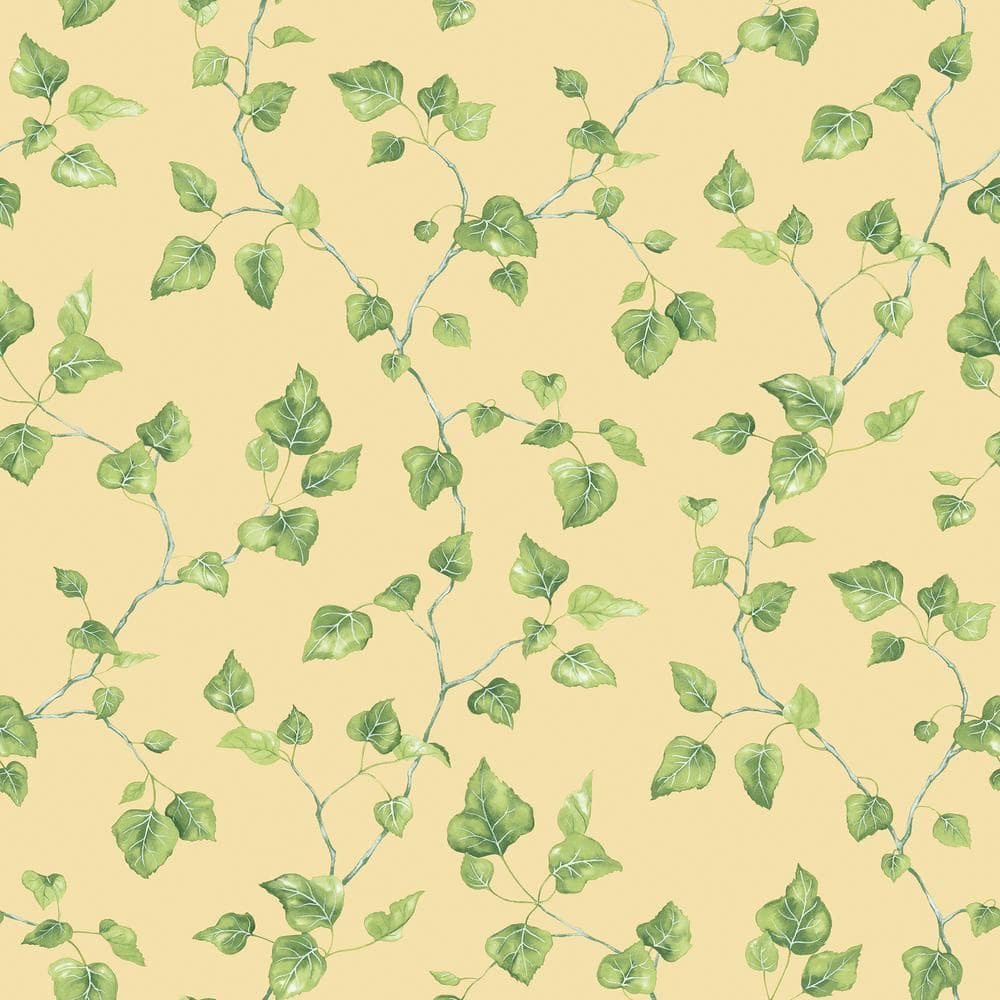 Just Ivy Yellow/Green Matte Finish Vinyl on Non-Woven Non-Pasted Wallpaper Roll