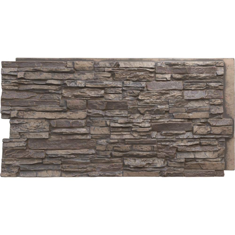 Ekena Millwork Canyon Ridge 45 3/4 in. x 1 1/4 in. Cascade River Stacked Stone, StoneWall Faux Stone Siding Panel
