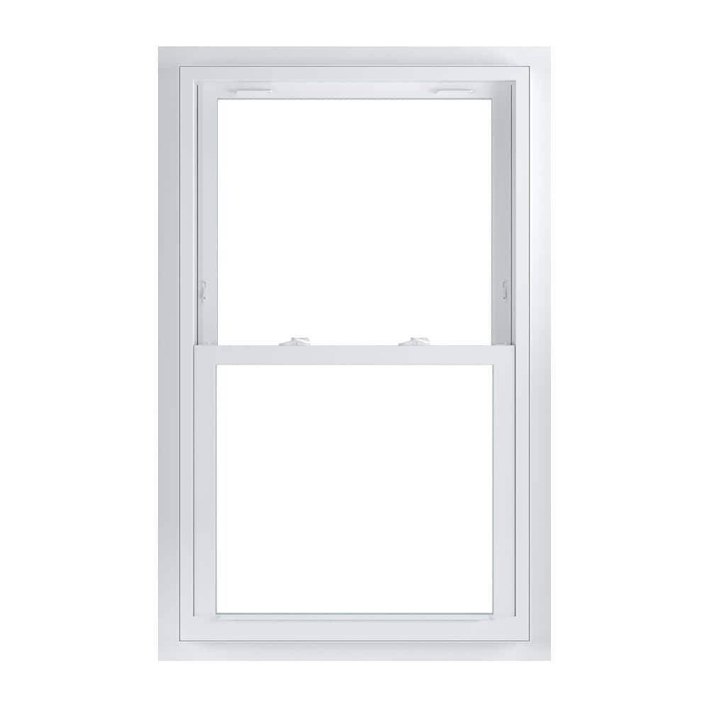 American Craftsman 29.75 in. x 48.75 in. 70 Series Low-E Argon Glass Double Hung White Vinyl Fin with J Window, Screen Incl