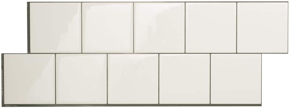 smart tiles Square Veldon 22.29 in x 8.23 in White Peel and Stick Decorative Kitchen and Bathroom Wall Tile Backsplash (2-Pack)