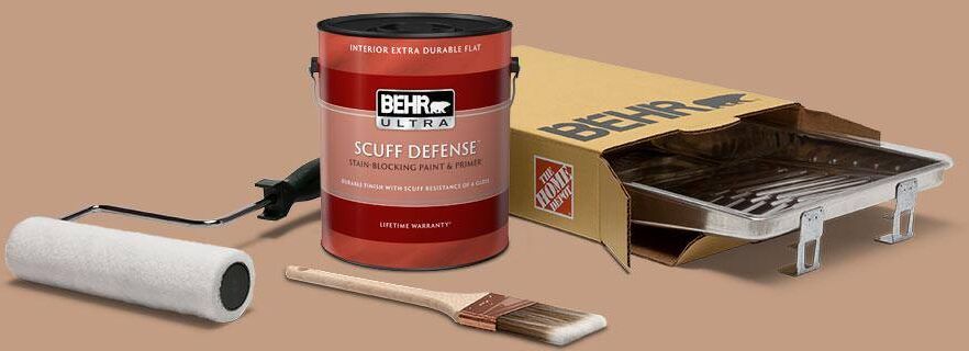 BEHR 1 gal. #S210-4 Canyon Dusk Ultra Extra Durable Flat Interior Paint and 5-Piece Wooster Set All-in-One Project Kit