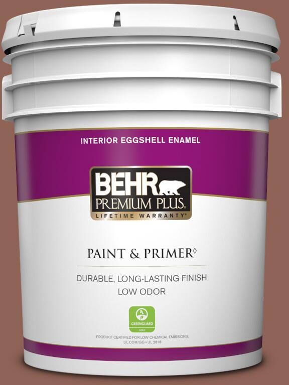 BEHR PREMIUM PLUS 5 gal. #BXC-57 Raw Sienna Eggshell Enamel Low Odor Interior Paint & Primer