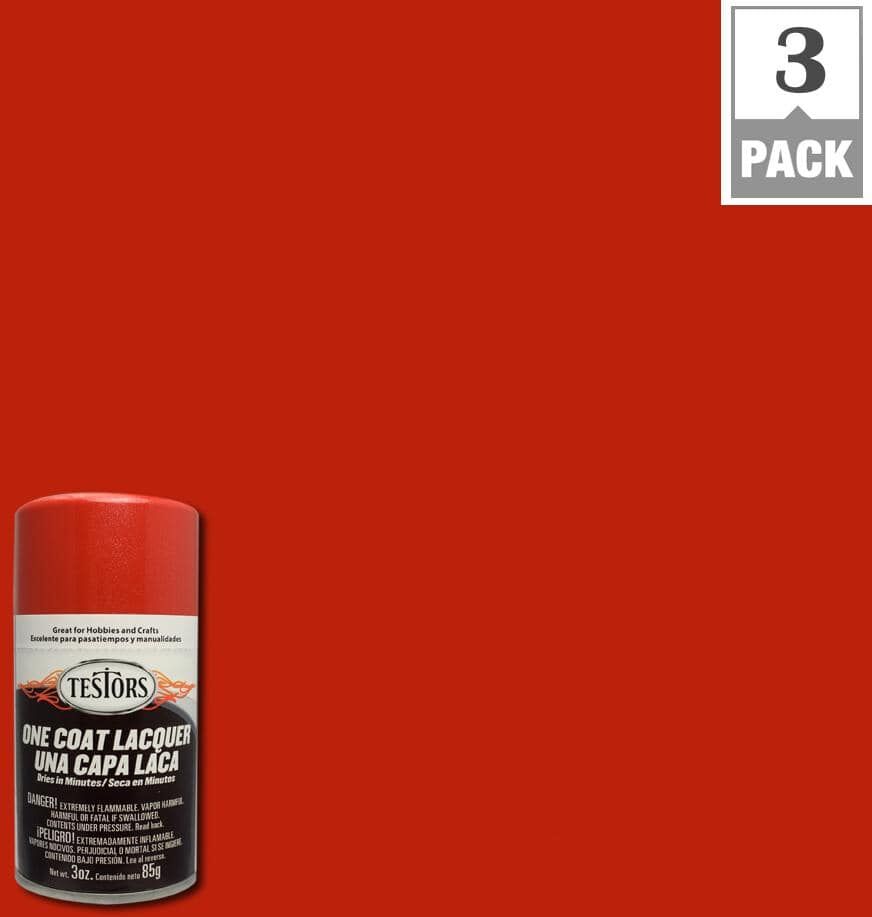 Testors 3 oz. Revving Red Lacquer Spray Paint (3-Pack)