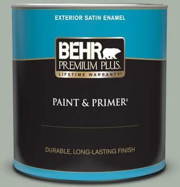 BEHR PREMIUM PLUS 1 qt. #BXC-38 Alpine Air Satin Enamel Exterior Paint & Primer