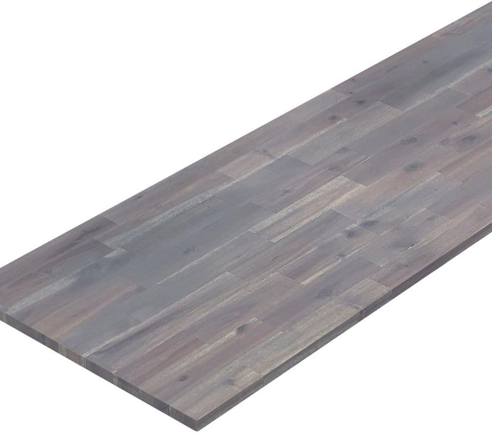 Interbuild 8 ft. L x 40 in. D, Acacia Butcher Block Island Countertop in Dusk Grey with Square Edge