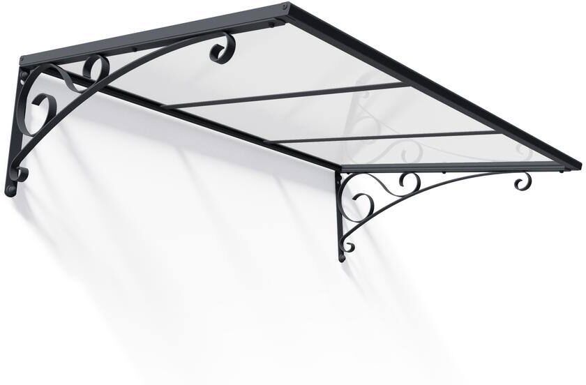 CANOPIA by PALRAM Venus 3 ft. x 4 ft. Gray/Clear Door and Window Fixed Awning