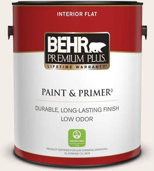 BEHR PREMIUM PLUS 1 gal. #RD-W10 New House White Flat Low Odor Interior Paint & Primer