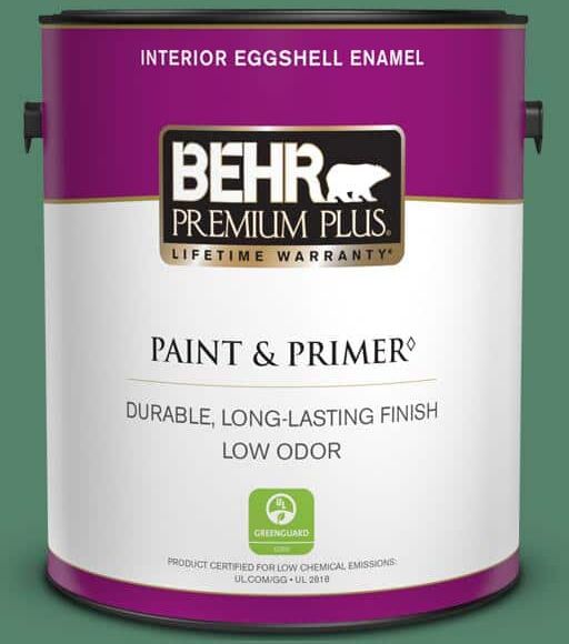 BEHR PREMIUM PLUS 1 gal. #M420-6 Tournament Field Eggshell Enamel Low Odor Interior Paint & Primer