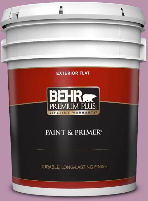 BEHR PREMIUM PLUS 5 gal. #680D-5 Bed of Roses Flat Exterior Paint & Primer