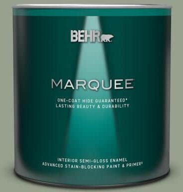 BEHR MARQUEE 1 qt. #N390-4 Bitter Sage One-Coat Hide Semi-Gloss Enamel Interior Paint & Primer