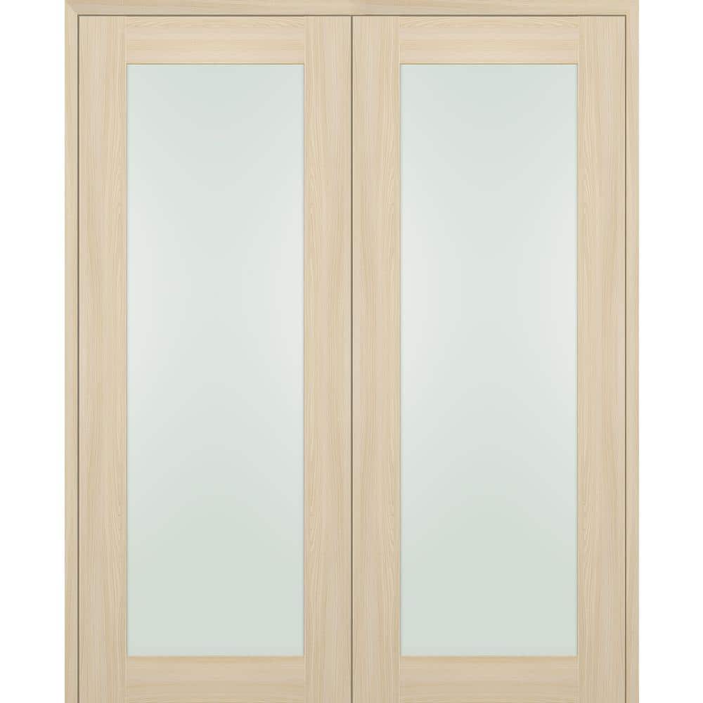 Belldinni Vona 207 36 in.x 84 in. Both Active Full Lite Frosted Glass Ribeira Ash Wood Composite Double Prehung French Door