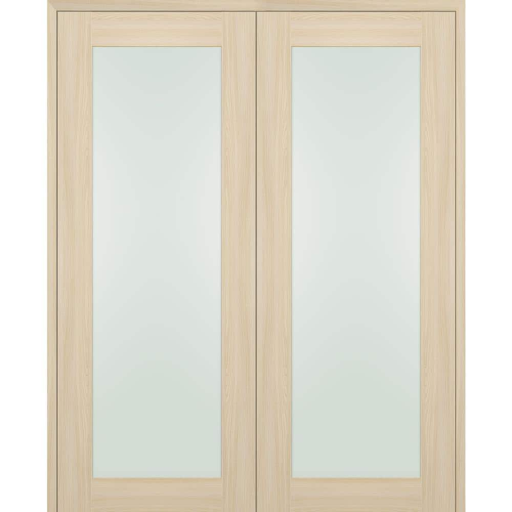 Belldinni Vona 207 72 in.x 96 in. Both Active Full Lite Frosted Glass Ribeira Ash Wood Composite Double Prehung French Door