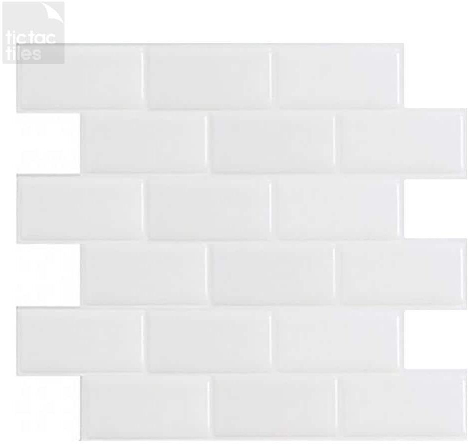 Tic Tac Tiles Subway White 12 in. W x 12 in. H Peel and Stick Self-Adhesive Decorative Mosaic Wall Tile Backsplash (10 Tiles)