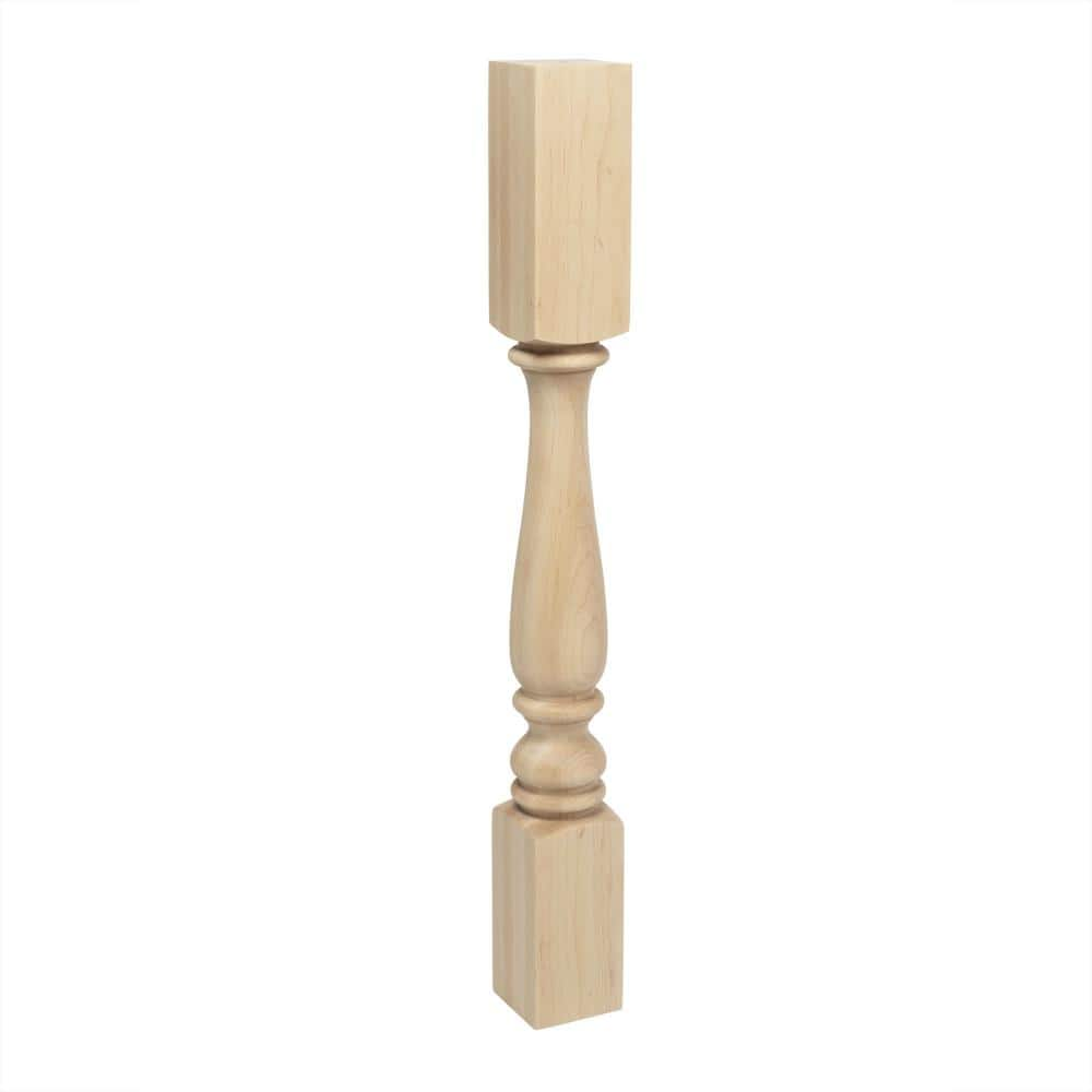 American Pro Decor 35-1/4 in. x 3-3/4 in. Unfinished North American Solid Hard Maple Plain Full Round Kitchen Island Leg