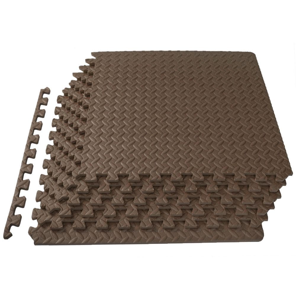 PROSOURCEFIT Exercise Puzzle Mat Brown 24 in. x 24 in. x 0.5 in. EVA Foam Interlocking Anti-Fatigue Tile Mat (24 sq. ft.) (6-Pack)