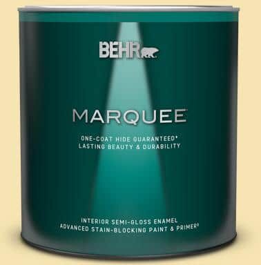 BEHR MARQUEE 1 qt. #370C-3 Sweet Corn Semi-Gloss Enamel Interior Paint & Primer