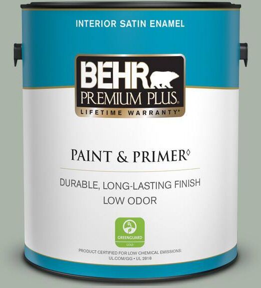 BEHR PREMIUM PLUS 1 gal. #BXC-38 Alpine Air Satin Enamel Low Odor Interior Paint & Primer