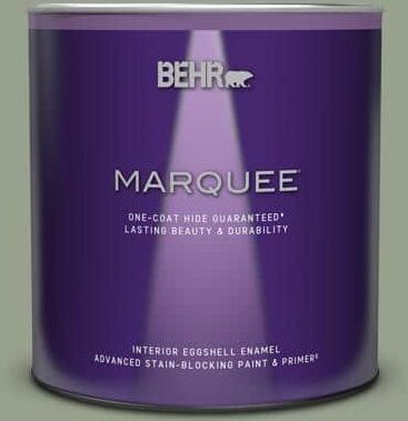 BEHR MARQUEE 1 qt. #N390-4 Bitter Sage One-Coat Hide Eggshell Enamel Interior Paint & Primer