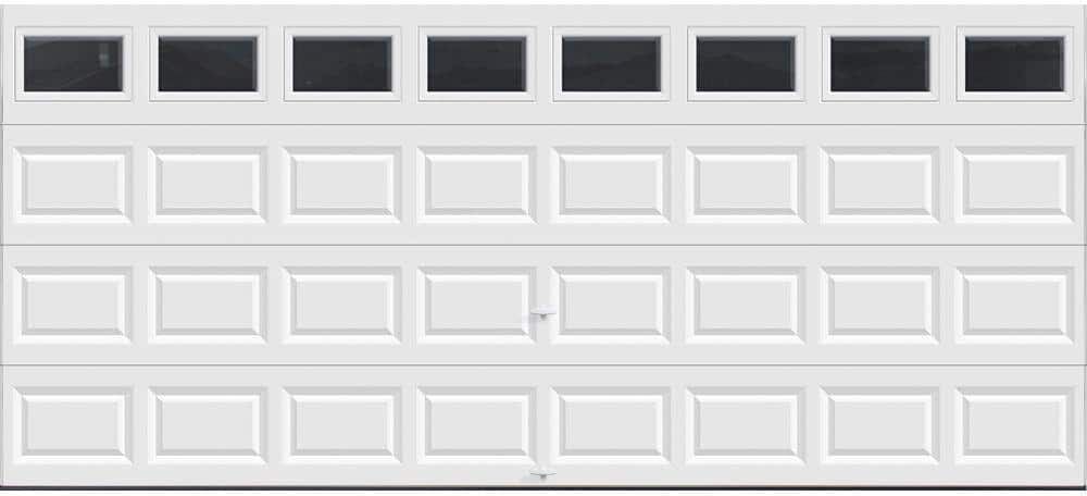 Clopay Classic Collection 16 ft. x 7 ft. Non-Insulated White Garage Door with Plain Windows