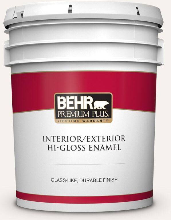 BEHR PREMIUM PLUS 5 gal. #730A-1 Smart White Hi-Gloss Enamel Interior/Exterior Paint