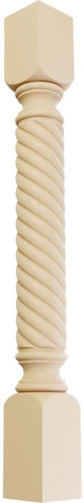 Ekena Millwork 3-3/4 in. x 3-3/4 in. x 35-1/2 in. Unfinished Maple Hamilton Rope Cabinet Column