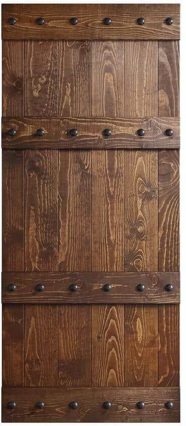 COAST SEQUOIA INC Castle Series 36 in. x 84 in. Dark Walnut Finish Knotty Pine Wood Barn Door Slab